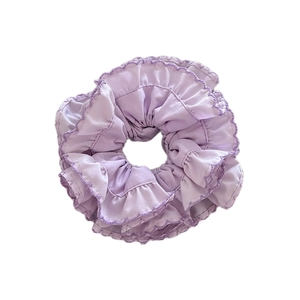 Elastico per capelli in pizzo viola stile francese con design in tessuto plissettato