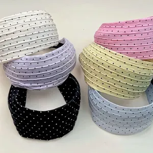Süße Damen Gefalteter Stoff Polka Dot Haarreif Breite Krempe Rutschfeste Zähne Stirnband Koreanischer Stil Retro Haarschmuck