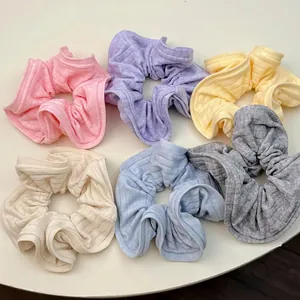 Chouchous en Maille Côtelée Rayée Élastiques à Cheveux en Tissu pour Femmes Usage Quotidien Bandeaux Élastiques pour Queue de Cheval Accessoires de Style Coréen