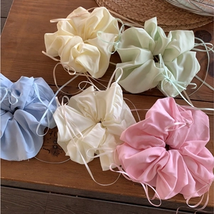 French Ballet Style Oversized Scrunchies With Ribbon Bow Chiffon Hair Ties Elegant Low Ponytail Bun Holder For Women Girls Sweet Hair Accessories