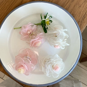 Pince à Cheveux Élégante Fleur de Camélia en Organza pour Femme Pince Crabe en Mesh Floral Style Coréen Doux Accessoire