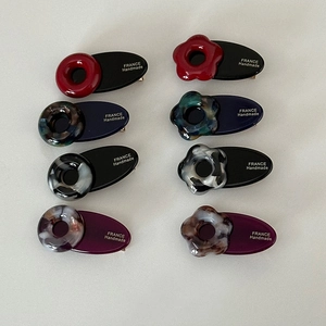 Pinces à Cheveux Bec de Canard en Acétate Faites à la Main de Style Français pour Femmes Motif Marbre Douces Pinces Latérales