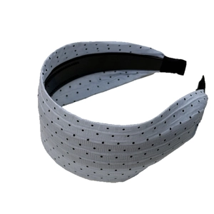 Haarreif im koreanischen Stil in Hellblau mit Polka Dots und gefaltetem Stoff für Damen