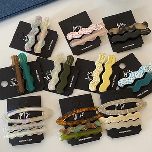 Lot de Barrettes à Cheveux en Acétate Ondulé Style Coréen Mode Française Motif Marbre pour Femme Fille Accessoires Cheveux