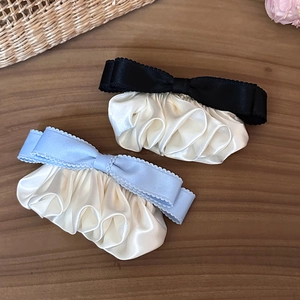 Sweet Bowknot Ruffled Satin Spring Hair Clip Elegant Pleated Barrette For Women Korean Style Hair Accessories