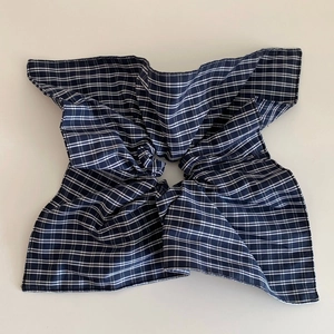 American Collegiate Style Plaid Fabric Oversized Scrunchie Chic Design Low Ponytail Hair Tie Handmade Checkered Accessories