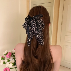 Pince à Cheveux Nœud Floral Style Français Avec Ruban et Künstliche Perle Chouchou Floral pour Femmes Accessoires Cheveux Élégants