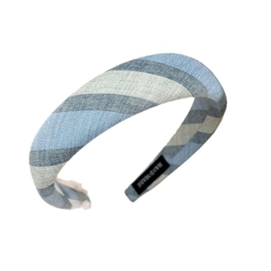 Serre-tête en tissu écossais bleu et gris avec étiquette faite main pour femme