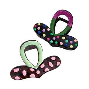 Pinces à cheveux à pois colorés pour femmes, lot de deux barrettes tendance style 2025
