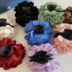 Pinces à cheveux élégantes en dentelle rose en huit couleurs pour la coiffure féminine