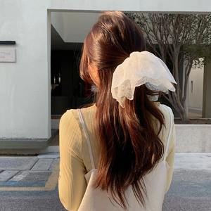 Elegante elastico per capelli in pizzo bianco a doppio strato per donna stile retrò