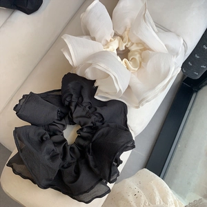 Oversized Organza Pleated Hair Scrunchies Layered Mesh Hair Ties Elegant French Style Ponytail Holders Women Hair Accessories
