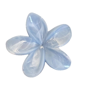 Blue and white marble plumeria hair claw clip made of acetate for elegant styling
