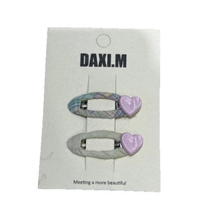 Ensemble de barrettes à carreaux violets avec breloques en forme de cœur LOVE