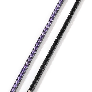 Close-up of 4mm purple and black round-cut stones on black hip-hop tennis chains