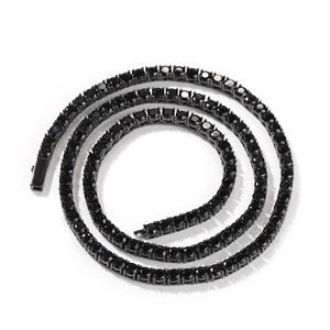 Minimalist all-black 4mm tennis chain with round-cut black cubic zirconia stones