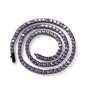 Hip Hop Streetwear Tennis Chain Necklace For Men Women Copper Zirconia Inlaid Luxury Sparkling Jewelry For Party