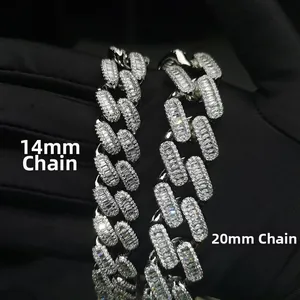 Close-up of hip hop Cuban chains in 14mm and 20mm with icy cubic zirconia stones