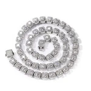 Hip Hop Kupfer Strass Halskette Für Damen Herren Iced Out Quadratische Tennis-Kette Europäischer Punk Schmuck Streetwear Party Zubehör
