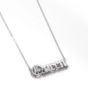 Hip-hop stainless steel Queen letter necklace with sparkling cubic zirconia pendant
