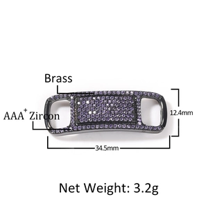 Hiphop schoengesp van messing met paarse zirkoon stenen 34,5mm lengte streetwear