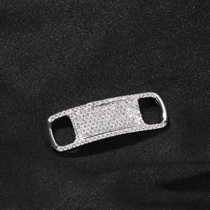 Zilveren rechthoekige schoengesp met witte zirkoon micro-pave voor hiphop sieraden decoratie