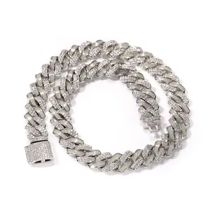 Hip Hop Noctilucent Cuban Link Necklace Copper Zirconia Inlaid Iced Out Silver Men Personalized Chain Jewelry Gift