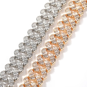 16mm Diamant Besetzte Cuban Link Kette in Gold und Silber Hip Hop Style Halskette