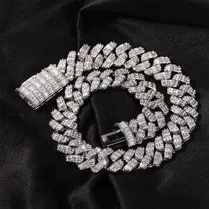 Hip Hop Iced Out Panzerkette Für Damen Herren Kupfer Strass Eingelegt Breite Kette Streetwear Punk Schmuck Geschenk