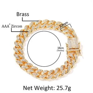 10mm 18K vergoldete Hip Hop Panzerkette für Herren mit glänzenden AAA+ Zirkonsteinen