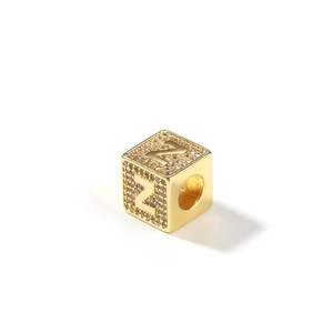 Pendentif cube doré avec lettre Z en zircons pour collier de bijoux style hip hop