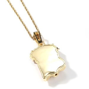 Hip-hop gold plated pendant necklace with relief portrait and sturdy rope chain