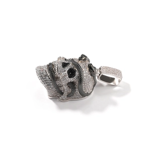 Gothic skull pendant with coiled snakes and sparkling zircon inlays for hip-hop style