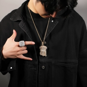 Hip hop gold plated Jesus piece pendant with iced out cubic zirconia and rope chain