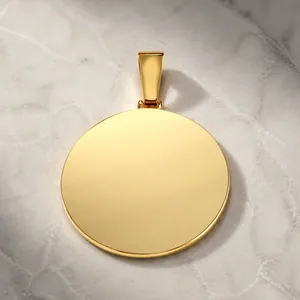 Gepolijste gouden ronde foto hanger met ruimte voor aangepaste lasergravure logo