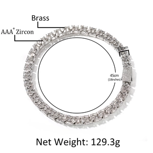 Chaîne hip hop de 13mm en laiton sertie de zircons AAA+ pour hommes et femmes