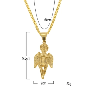 Detailed specs of the gold-plated angel pendant necklace with 60cm chain dimensions
