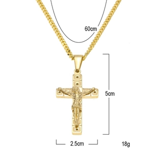 Detailed size chart for gold plated cross pendant necklace with 60cm Cuban chain