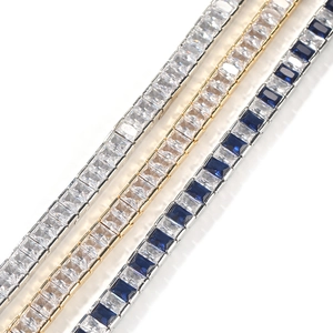 Détails des bracelets en zircon à coupe carrée avec placage en argent et en or