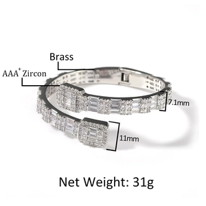 Hiphop-Messingarmband mit überkreuztem Design und AAA-Zirkonia-Steinen für Herren