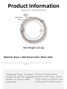 Detailed specs of 15mm hip hop choker with AAA+ zircon stones and brass material