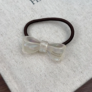 French acetate bow hair tie with pearl luster and high elasticity for women's hairstyle