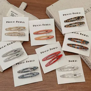 Pinces à Cheveux Ovales Creuses en Acétate Style Coréen Marbre Imprimé Léopard Pinces Bec de Canard pour Femmes et Filles