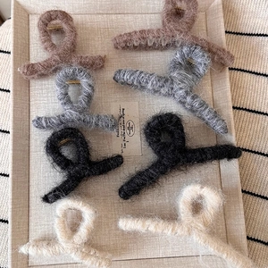 Elegante Pinza per Capelli in Peluche Grande Incrocio Ecopelliccia Clip a Squalo Autunno Inverno Caldo Forcina per Donna Styling Quotidiano