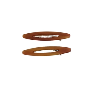 Pair of leaf-shaped tortoiseshell acetate hair clips with silver metal spring base