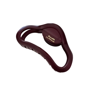 Elegant deep red French hair claw clip with golden Barrette La France text on white background
