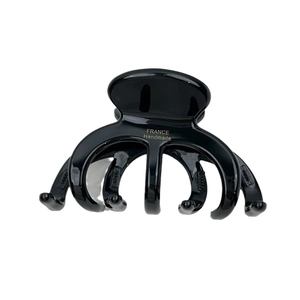 Classic black glossy acetate hair claw clip with golden France Handmade lettering