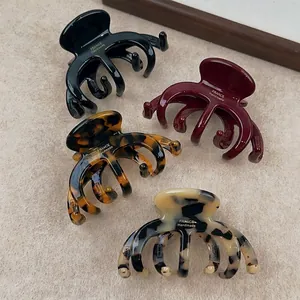 Pince à Cheveux Grande en Acétate de Cellulose Style Français Fait Main Écaille de Tortue Élégant Accessoires de Cheveux Femme