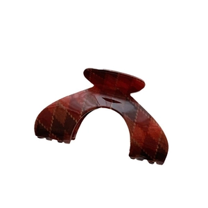 Vintage red argyle pattern hair claw clip for women made of acetate material