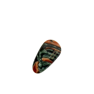 Minimalist acetate marble hair clip in green and orange with France Handmade gold lettering